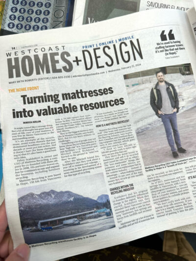 Mattress Recycling in the Province Newspaper Feb 2024
